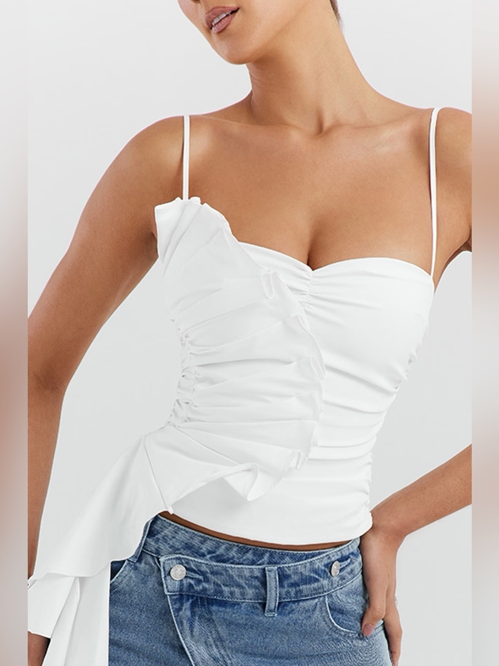 Mistress Rocks White Ruffle Top - Medium